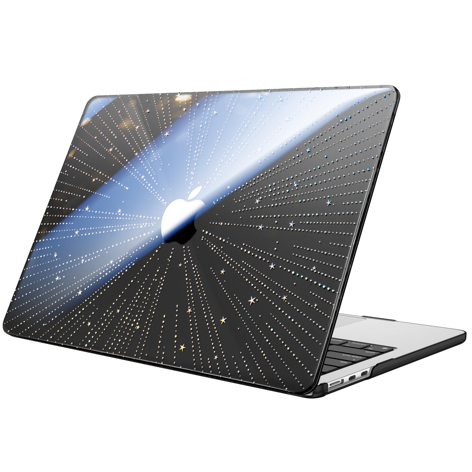 Fintie Case Compatible with MacBook Air M3 M2 13.6 Inch (2024-2022) A3113 A2681, Ultra Thin Hard Shell Protective Snap Case Compatible with MacBook Air 13.6 Inches, Shooting Stars (Black)