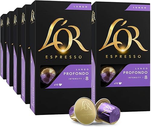L'OR Cápsulas de café espresso Profondo Lungo, 100 cápsulas de café de aluminio de una sola taza compatibles con la máquina original Nespresso