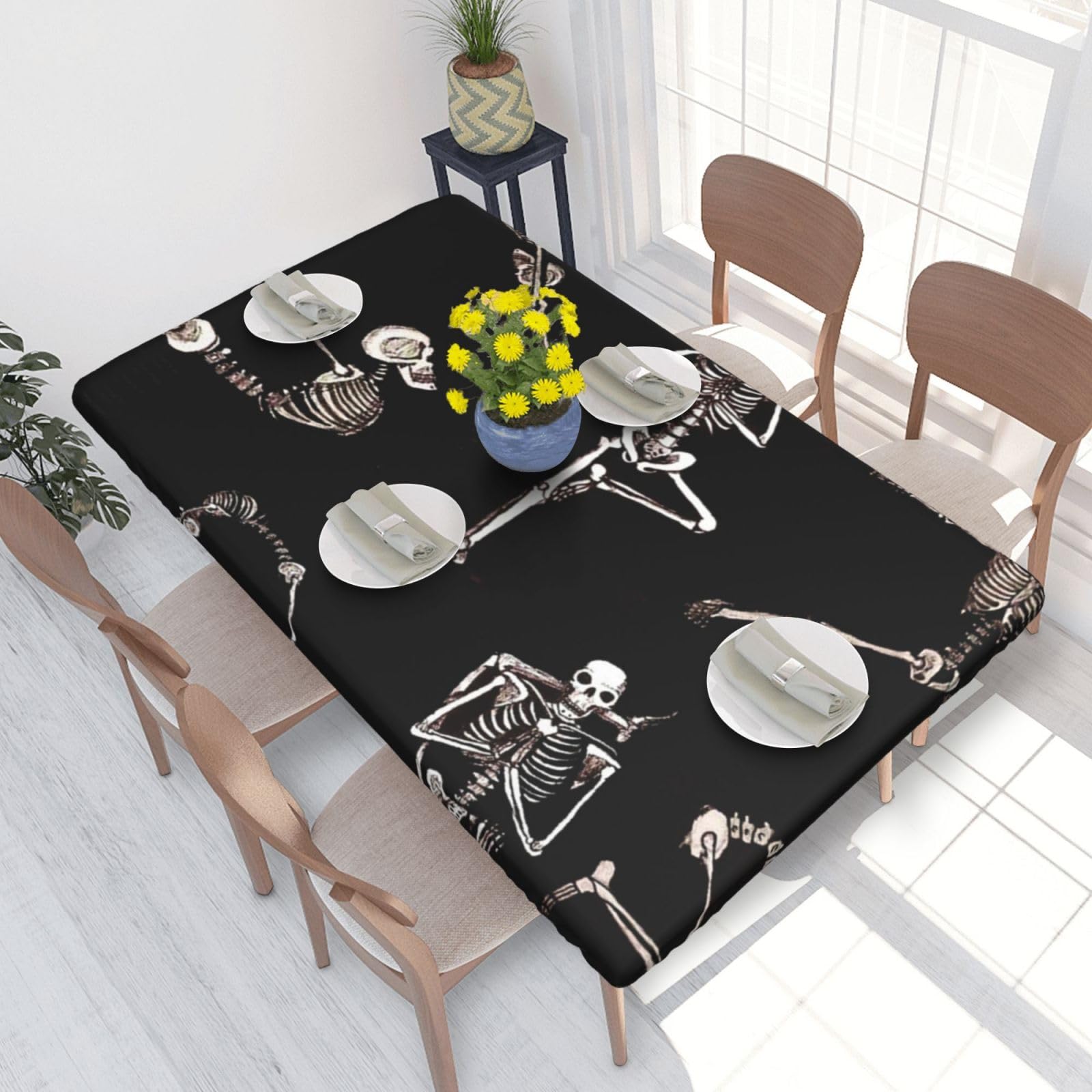BNVSADC skeletons yoga Printed 4FT Tablecloth 122x76 CM Polyester Kitchen Water Resistant Table Cloth Dining Table Decoration Table Covers