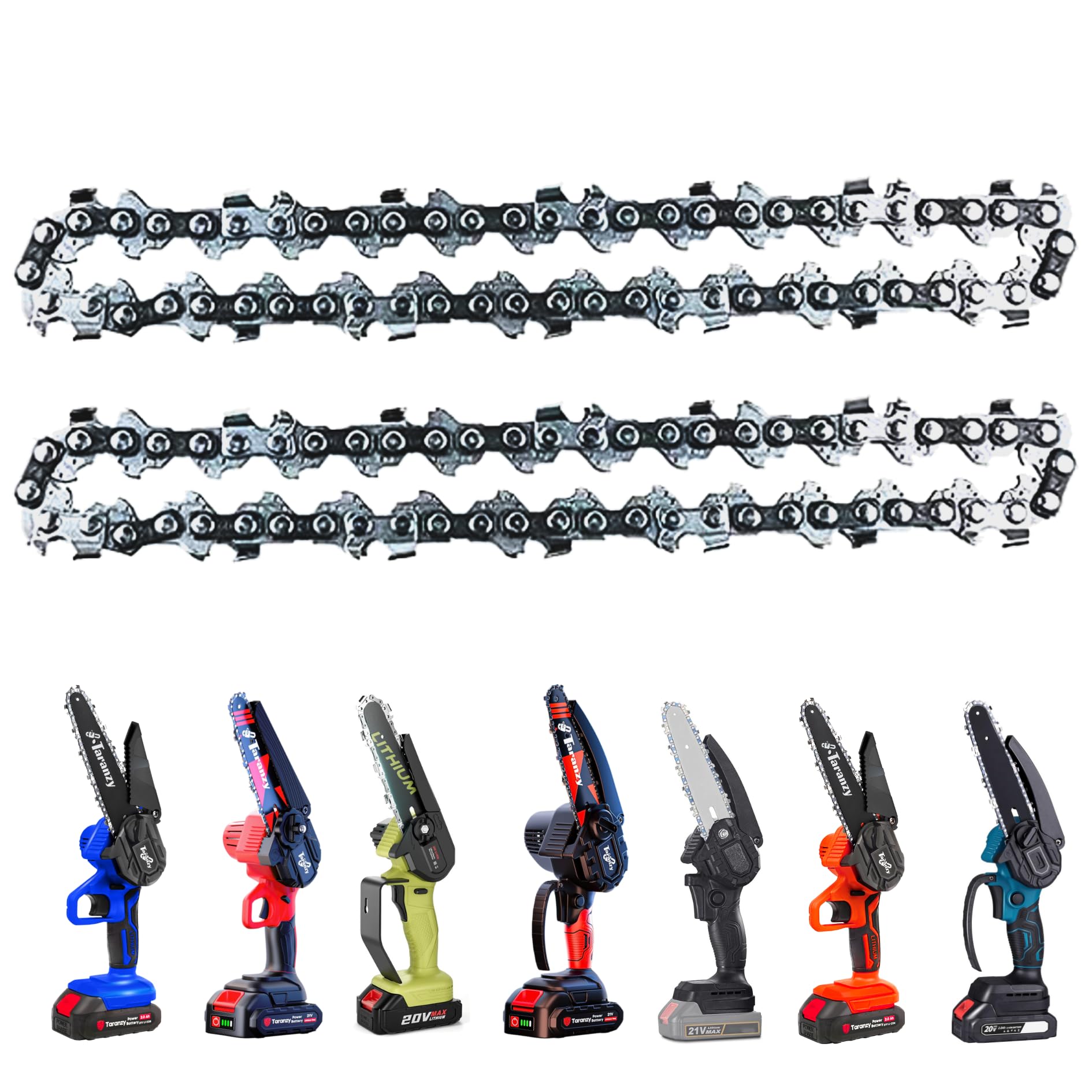 Taranzy 6 Inch Mini Chainsaw Chains - Set of 2 Replacements Chains for Wood Cutting