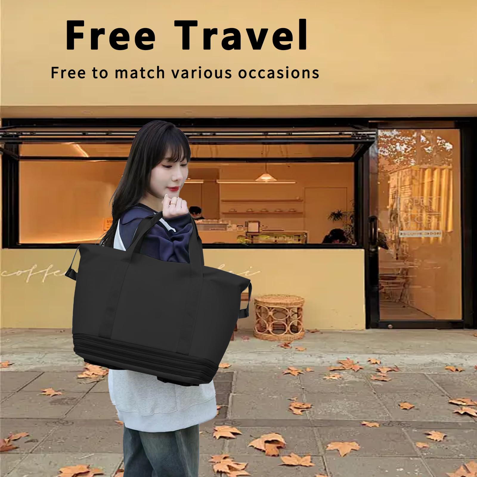 Bolsa de Viaje con Ruedas, Bolsa de Viaje Plegable Impermeable de Gran Capacidad Equipaje de Mano Ampliable con Ruedas Extraíbles Bolsa de Fin de Semana para Mujer Equipaje de Mano de Viaje