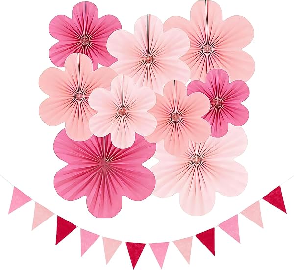 ひな祭り 飾り 20CM/25CM/35CM 9点 ペーパーフラワー 飾り付け 花 お花紙 壁 桜 春 卒業式 パーティー 誕生日 おしゃれ (ピンク) - 1