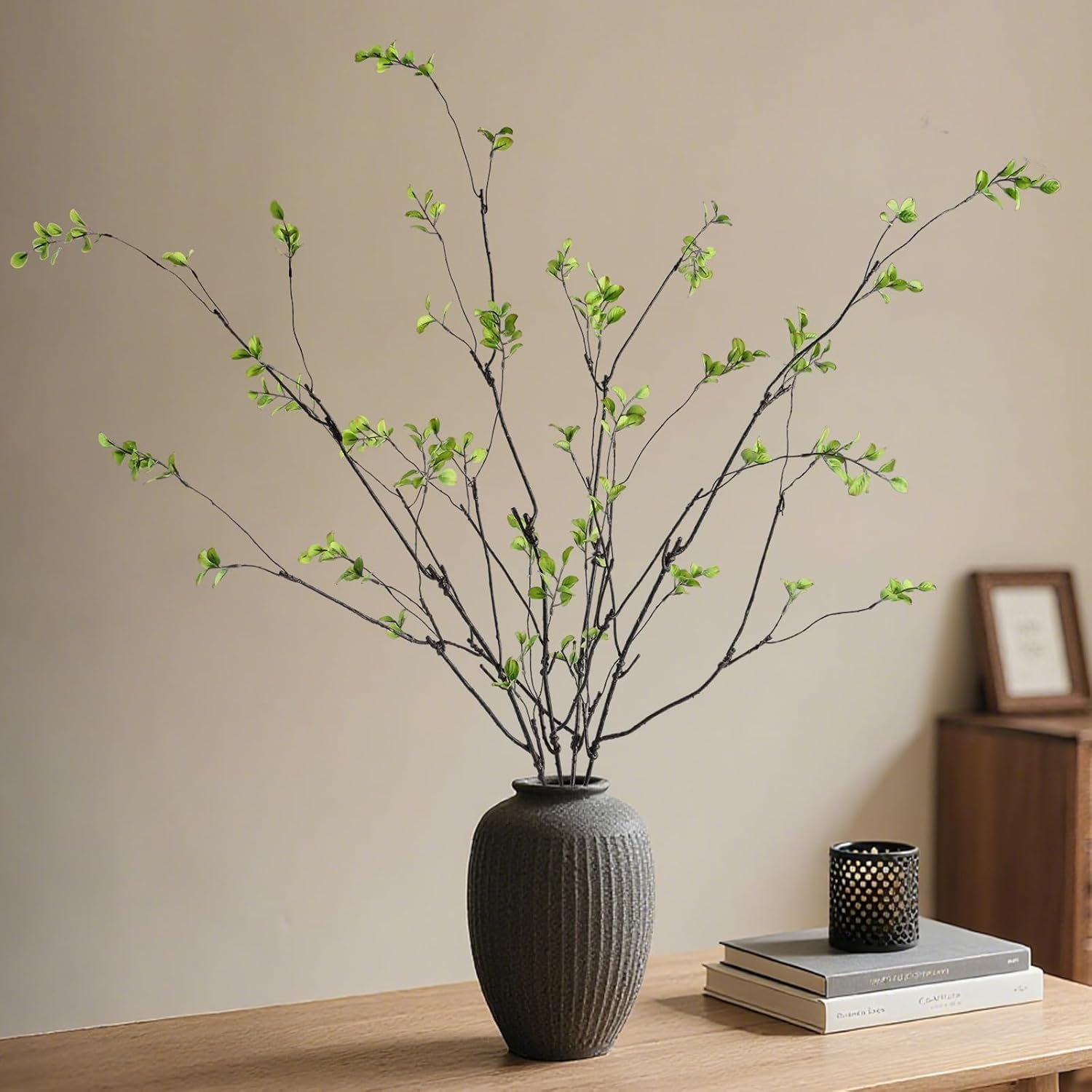 Sherika 4Pcs 38.5" Artificial Ficus Branches Faux Greenery Stems for Vase, Fake Eucalyputs Green Plants, Realistic Flexible Twigs for Floor Vases Fillers, Wedding, Office Home Decor, Tall Centrepiece - Image 7