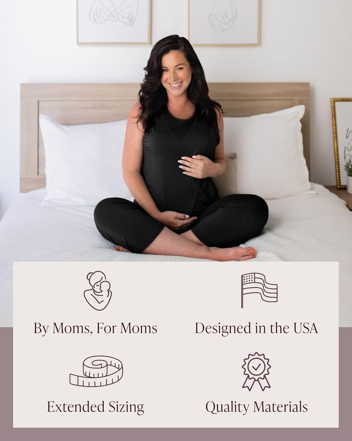 Kindred Bravely Tulip Hem Maternity Pajamas & Postpartum Lounge Sets for Women, Sleeveless Nursing Pajamas - Image 6