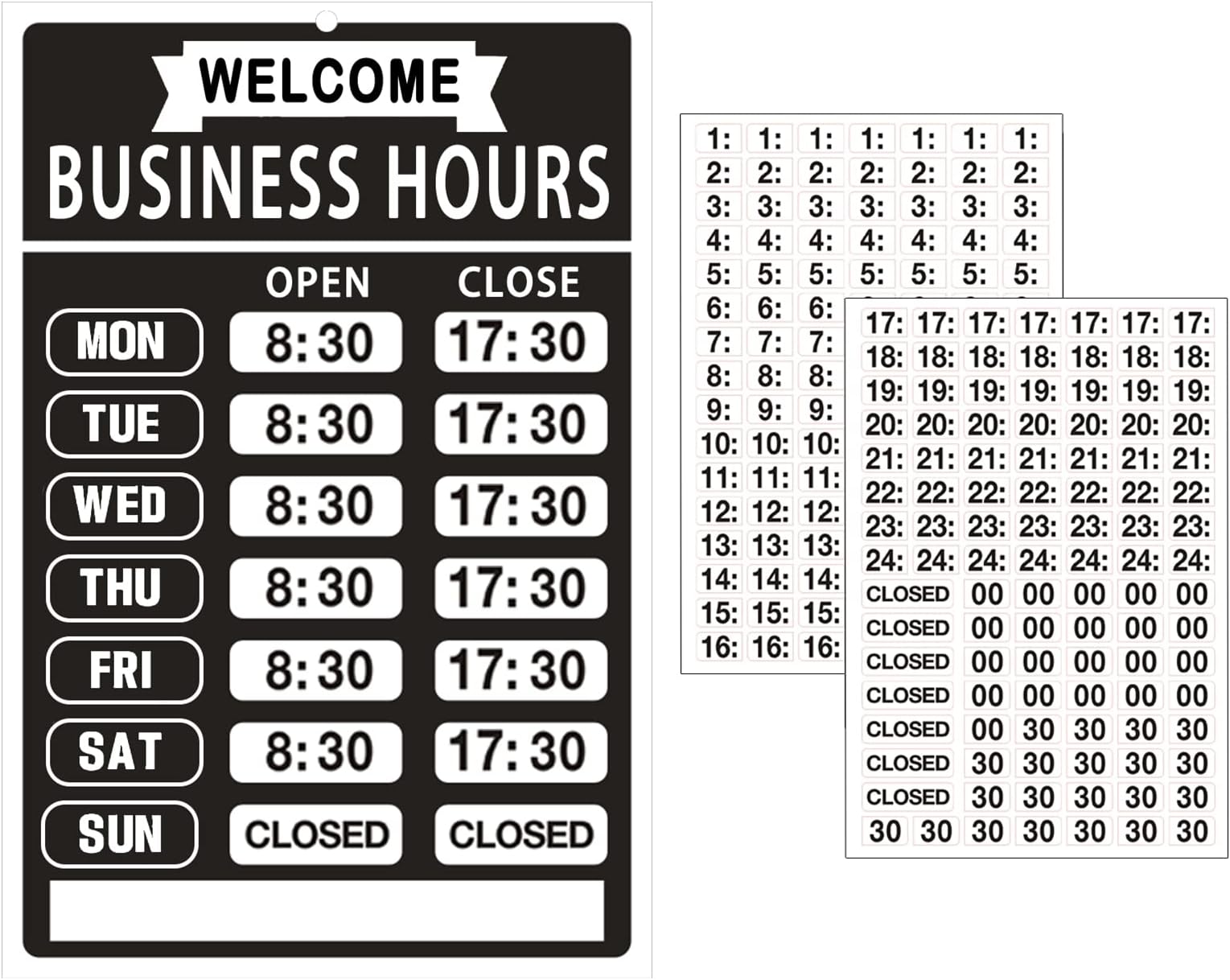 Open Signs, Business Hours Sign Kit,Bright Red and Black