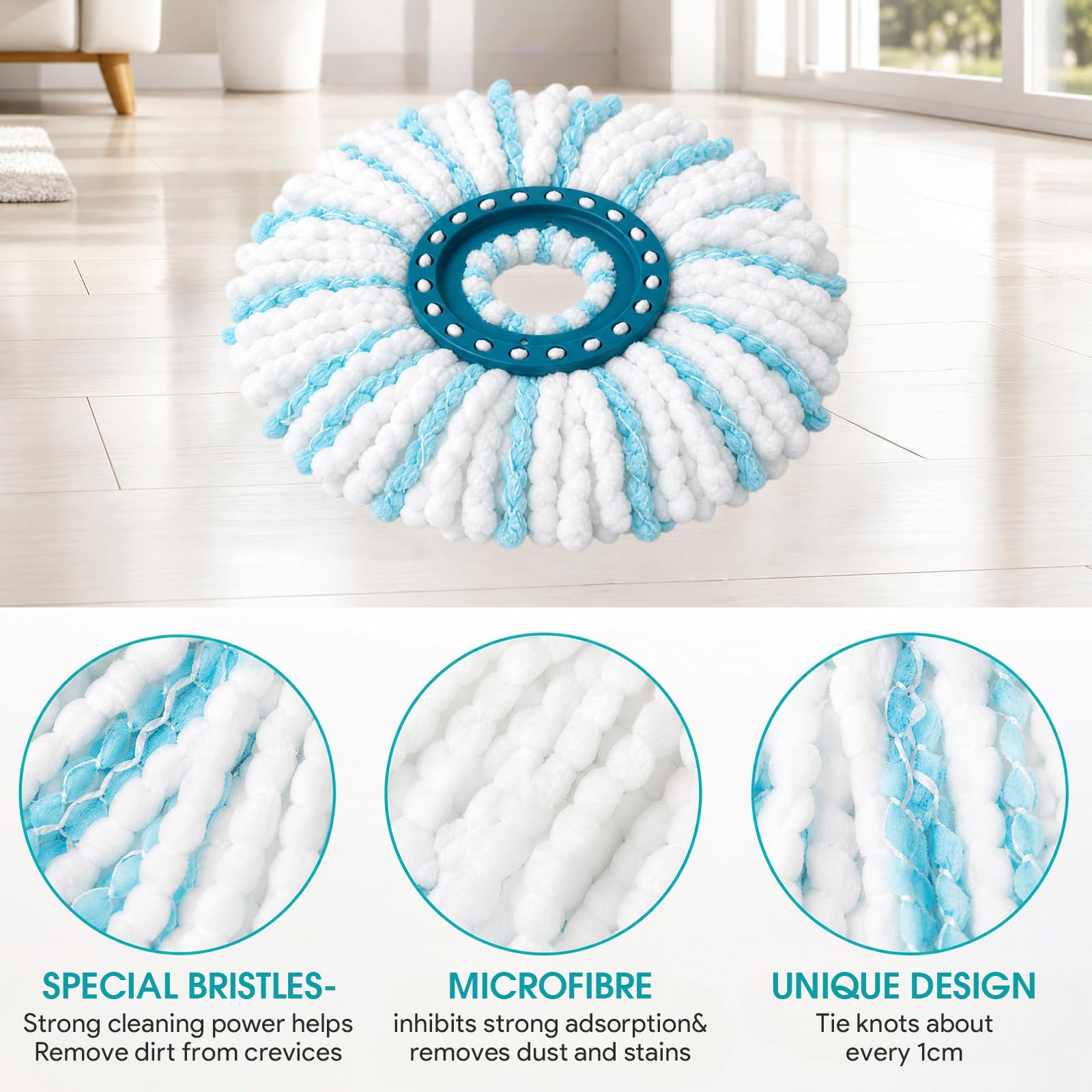 5 Piezas Cabezas de Fregona de Repuesto, para Leifheit Clean Twist Disc Mop, Sistema de Fibras para Leifheit Recambio para Mopa, para Todo Tipo de Suelos, Fuerte absorción de Agua Reutilizables