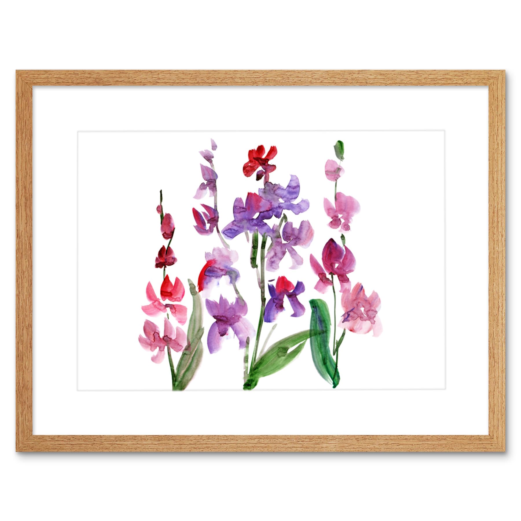 Wee Blue Coo Flower Orchid Watercolour Art Print Framed Poster Wall Decor 9x7 inch
