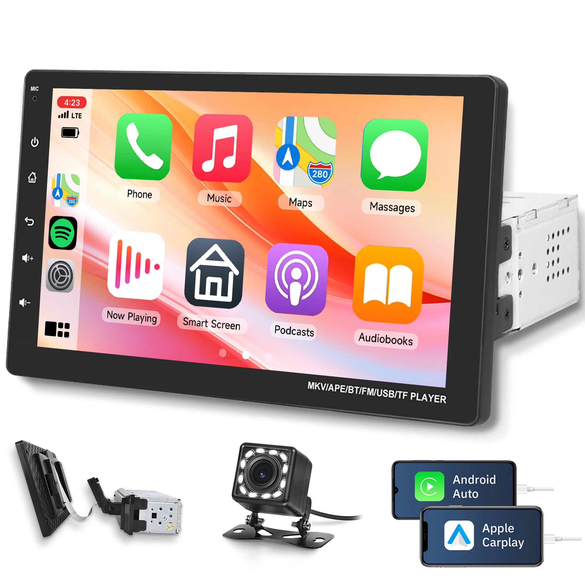 9 Inch Single Din Touch Screen Car Stereo Carplay Android | Desertcart ...