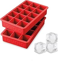 Tovolo Perfect Cube Ice Tray Set of 2 Candy Apple Red - BPA-Free Silicone Molds for Whiskey Cocktails Coffee Smoothies Dishwasher Safe