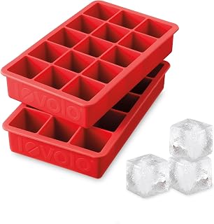 Tovolo Perfect Cube Ice Tray Set of 2 Candy Apple Red - BPA-Free Silicone Molds for Whiskey Cocktails Coffee Smoothies Dishwasher Safe