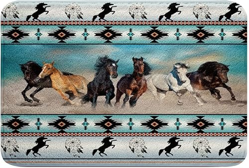 Alfombra azteca africana con estampado de caballos tribales, animales de granja, tribu étnica, flecha, atrapasueños, sala de estar, 16 x 24 disponible en Yaxa Peru