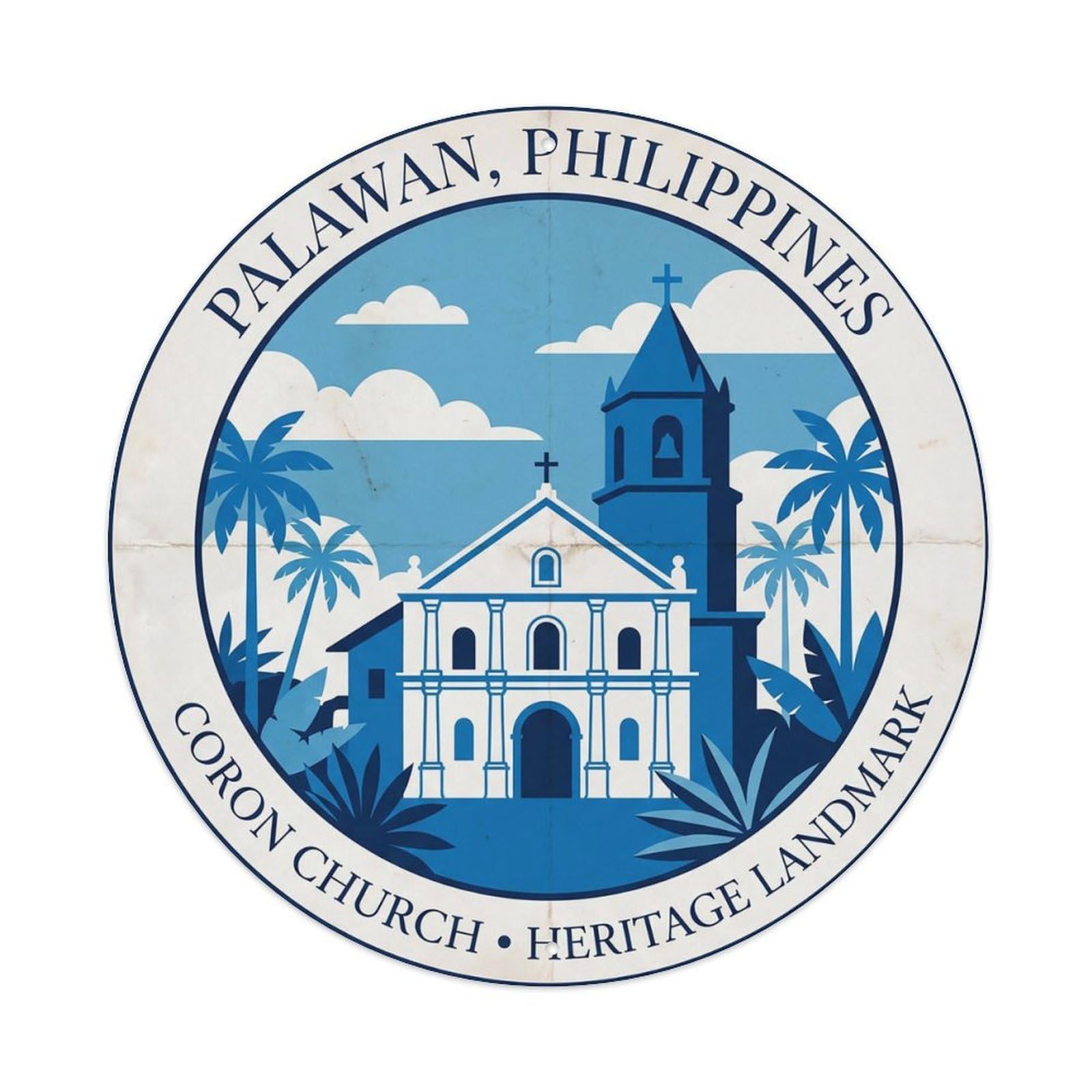 Palawan Coron Church Sacred Landmark Cultural Heritage Metal Tin Sign