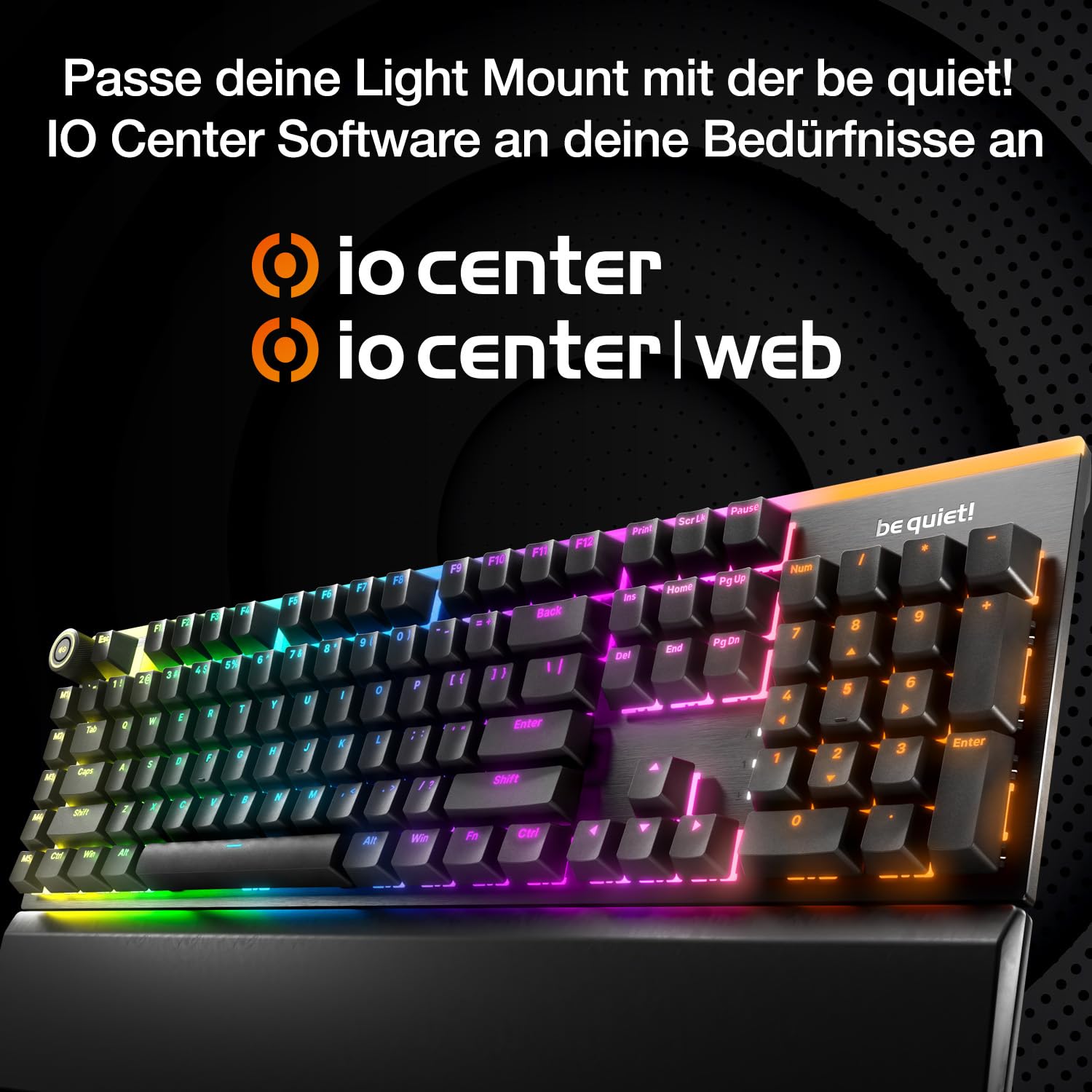 be quiet! Light Mount Silent Linear DE ISO Tastatur, mechanische Switches, Hot-Swap, PBT-Double-Shot-Tastenkappen