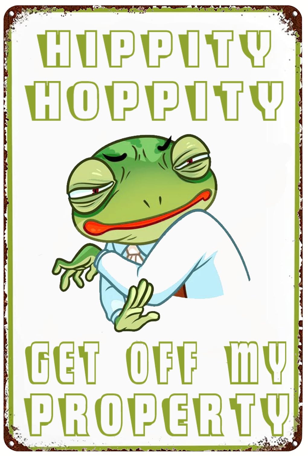 Lustiges Gartenschild „Hippity Hoppity Get Off My Property“ Mit Froschmotiv – Aluminium, 30,5 X 20,3 Cm, Wetterfest