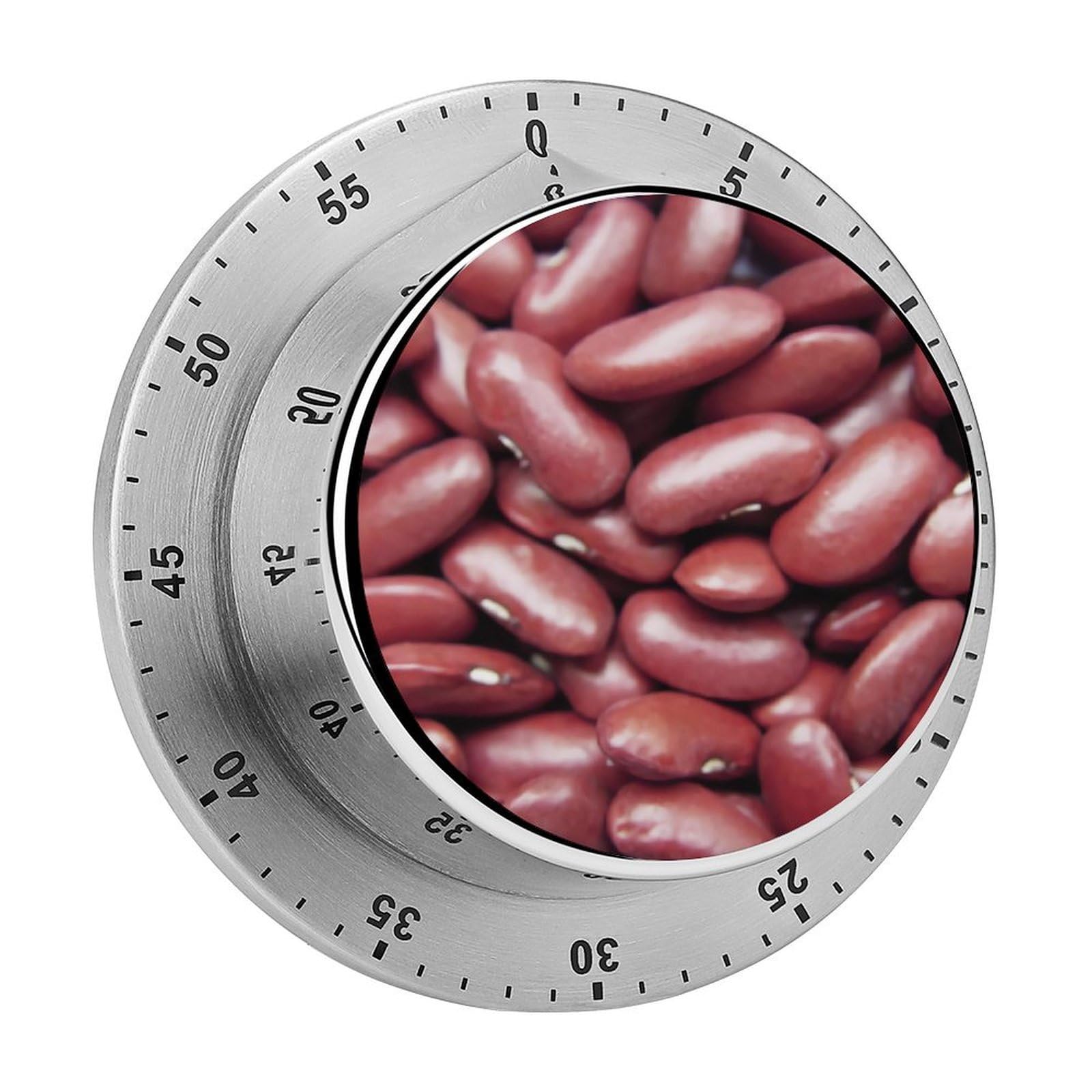 Red Beans Stainless Steel Magnetic TimerMechanical Kitchen Timer, No Battery, for Cooking, Studying, Workouts
