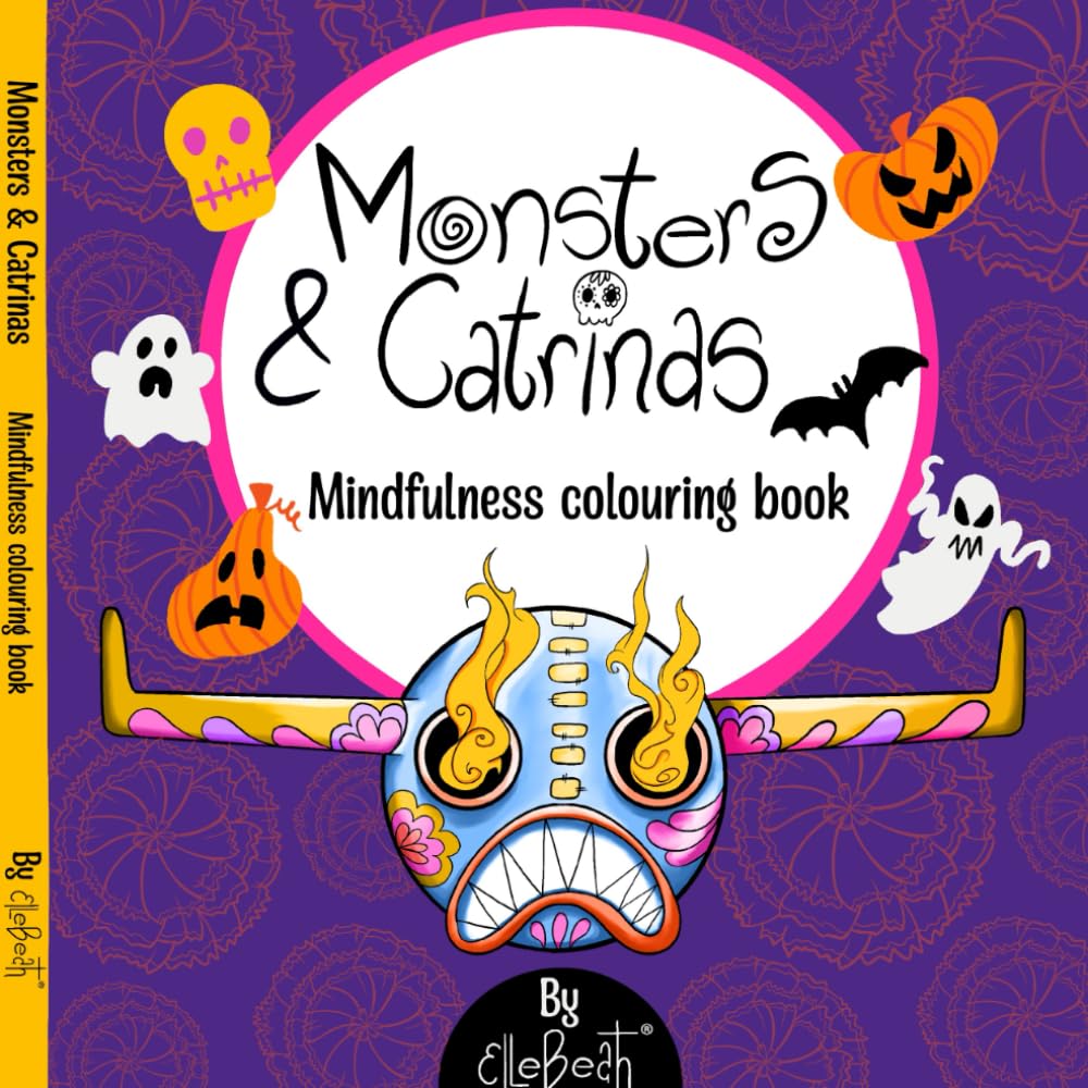 Monsters and Catrinas: Halloween & Day of the Dead Coloring Book for Adults: Spooky, mindfuless and beautiful designs to relieve stress