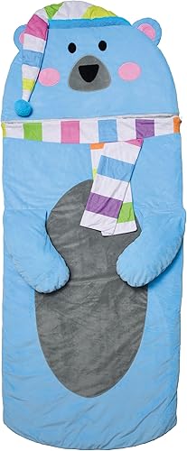 iscream Saco de dormir con cremallera de forro polar de felpa sintética de 73 x 25 pulgadas, colección Furry Friends