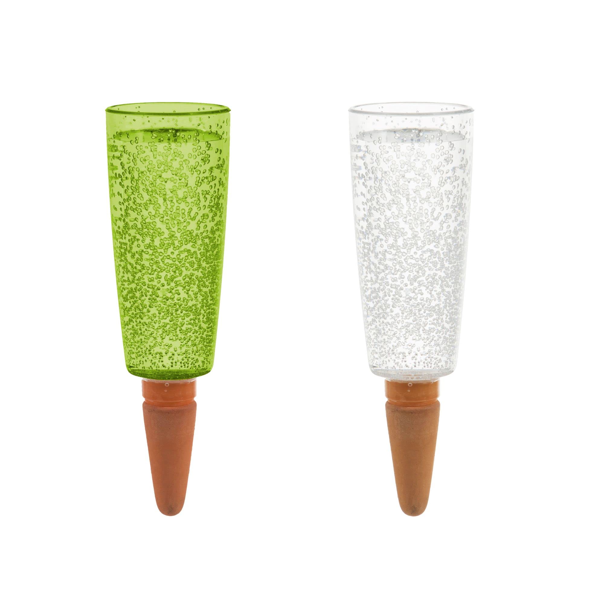 Scheurich Wasserspender Copa XXL | 4er Set Grün/Transparent | 1000 ml Füllmenge | Bewässerungskugel klein mit Ton Fuß | Wasserspender Pflanzen und Blumen Terrakotta Stiel