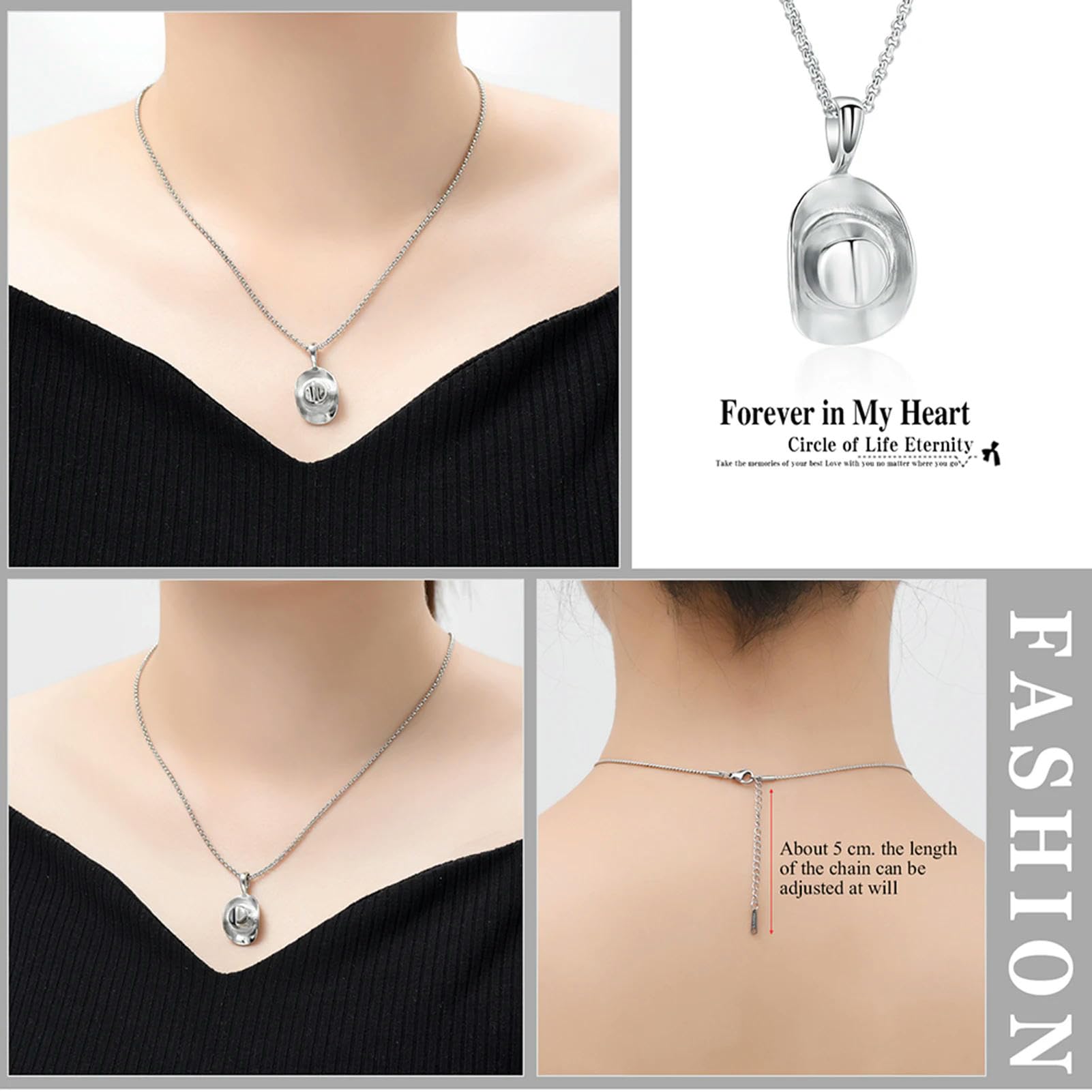 ZEZILE Collane di urna per cenere donne Uomini medaglione commemorativo pendente inciso sempre nella mia mente per sempre