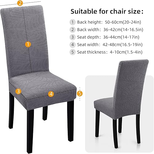 Miniatura 4 de YISUN Juego de 6 fundas para sillas de comedor, fundas elásticas para sillas Parsons, extraíbles y lavables, fundas protectoras para sillas de