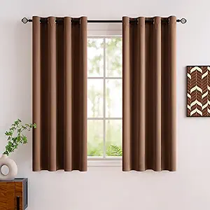 MIULEE Room Darkening Curtains Thermal Insulated Black Out Drapes Window Treatment Grommet Light Blocking Blackout Curtain for Living Room Bedroom 2 Panels Set 52 x 54 inch Length Cappuccino Brown