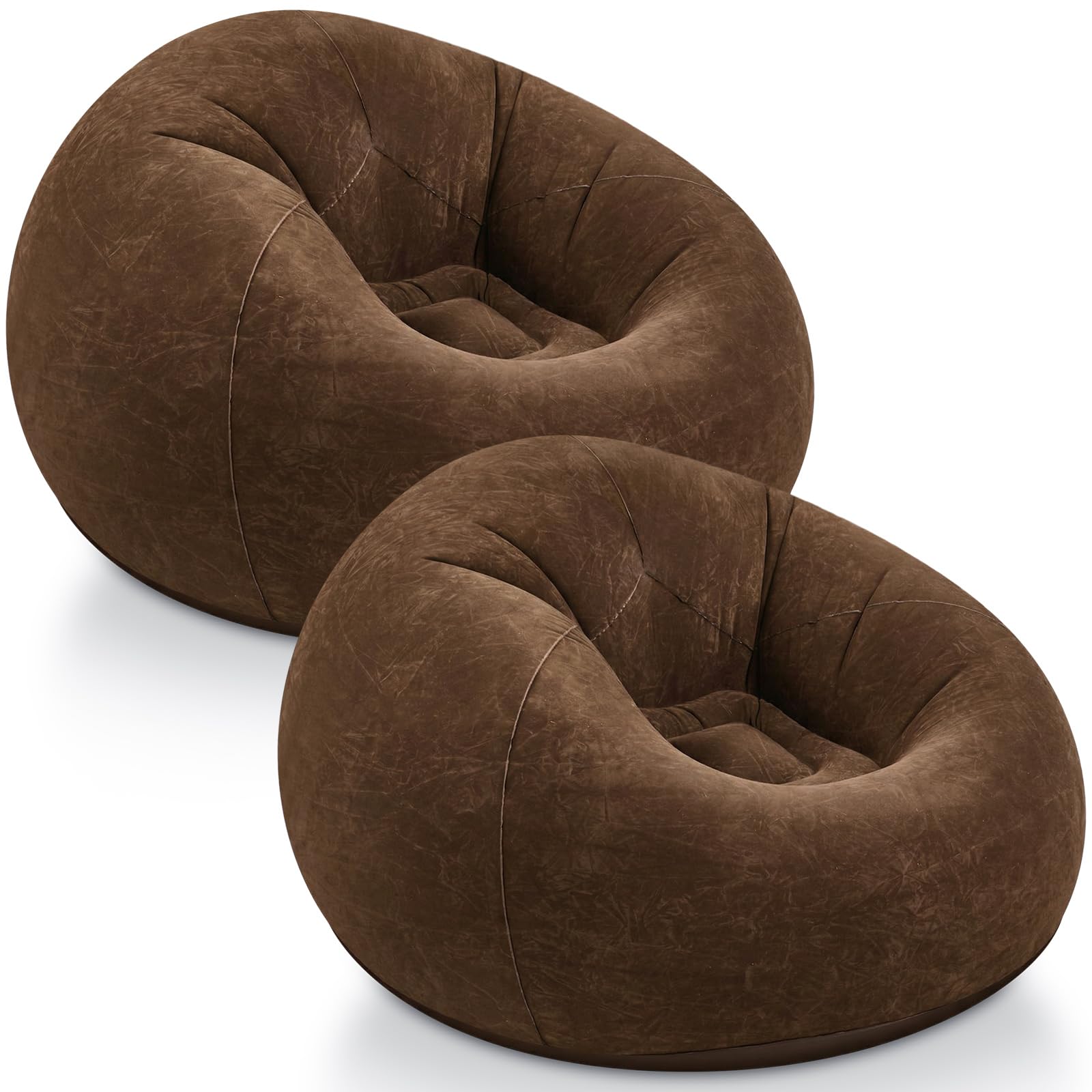 Realspring Inflatable Bean Bag Chairs,Dark Coffee,2 Pcs