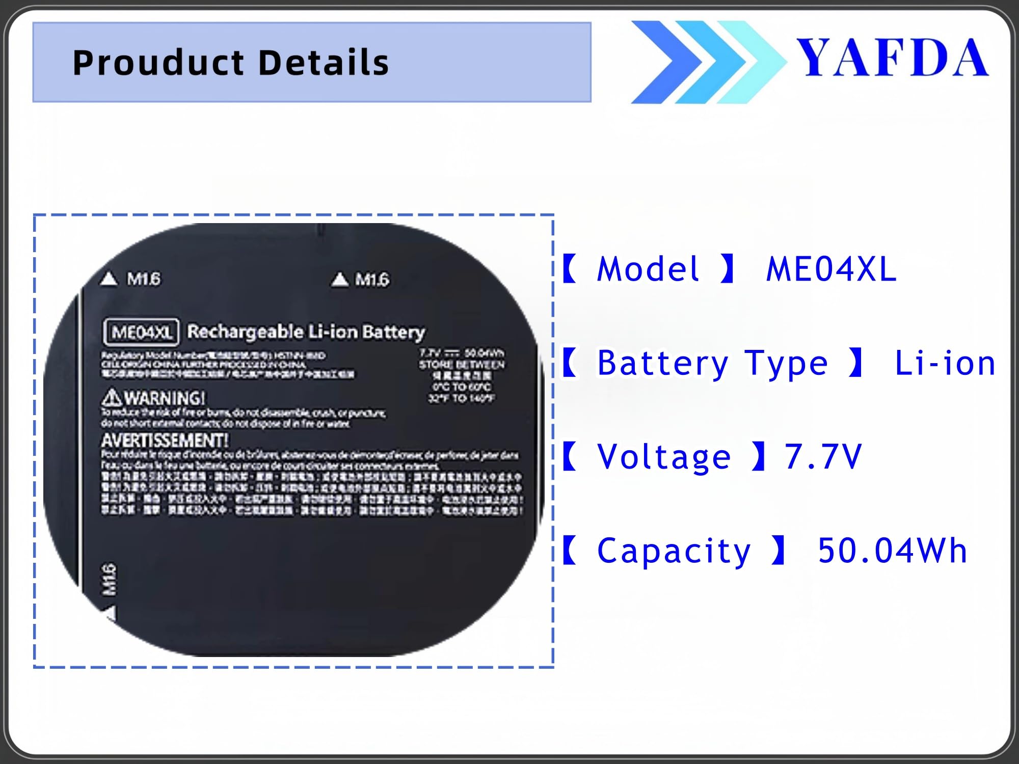HP Elite x2 1013 G3等用 バッテリー ME04XL Amazon.com: Yafda ME04XL New Laptop Battery Replacement for