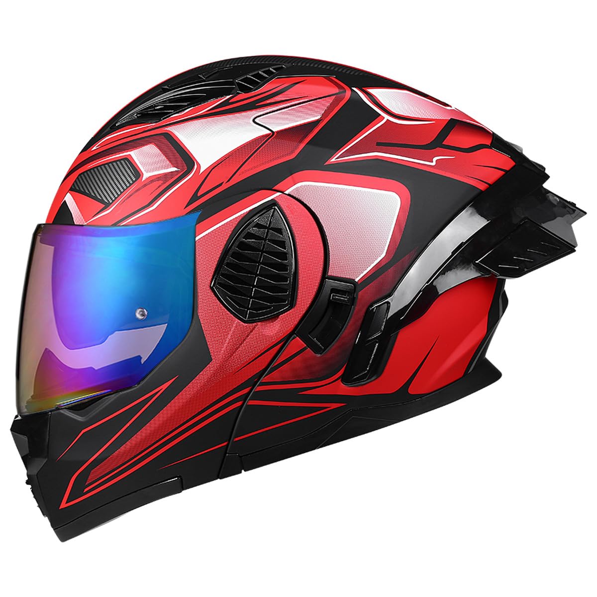 Woljay Motorcycle Full Face Flip Up Helmet Dual Visor Integrated Motorbike for Adults Men Women Street Racing Moped DOT Approved (Silver Transparent Visor,One Size) — view 19
