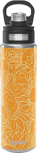 Tervis Vaso aislado de triple pared Sunflower Power mantiene las bebidas frías, botella de boca ancha de 24 onzas, acero inoxidable