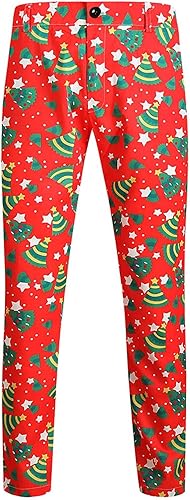 Miniatura 7 de Traje de Navidad para Hombre, Abrigo Pantalones Conjunto de tres piezas Chaqueta Botones Manga Larga Pantalones Chaleco