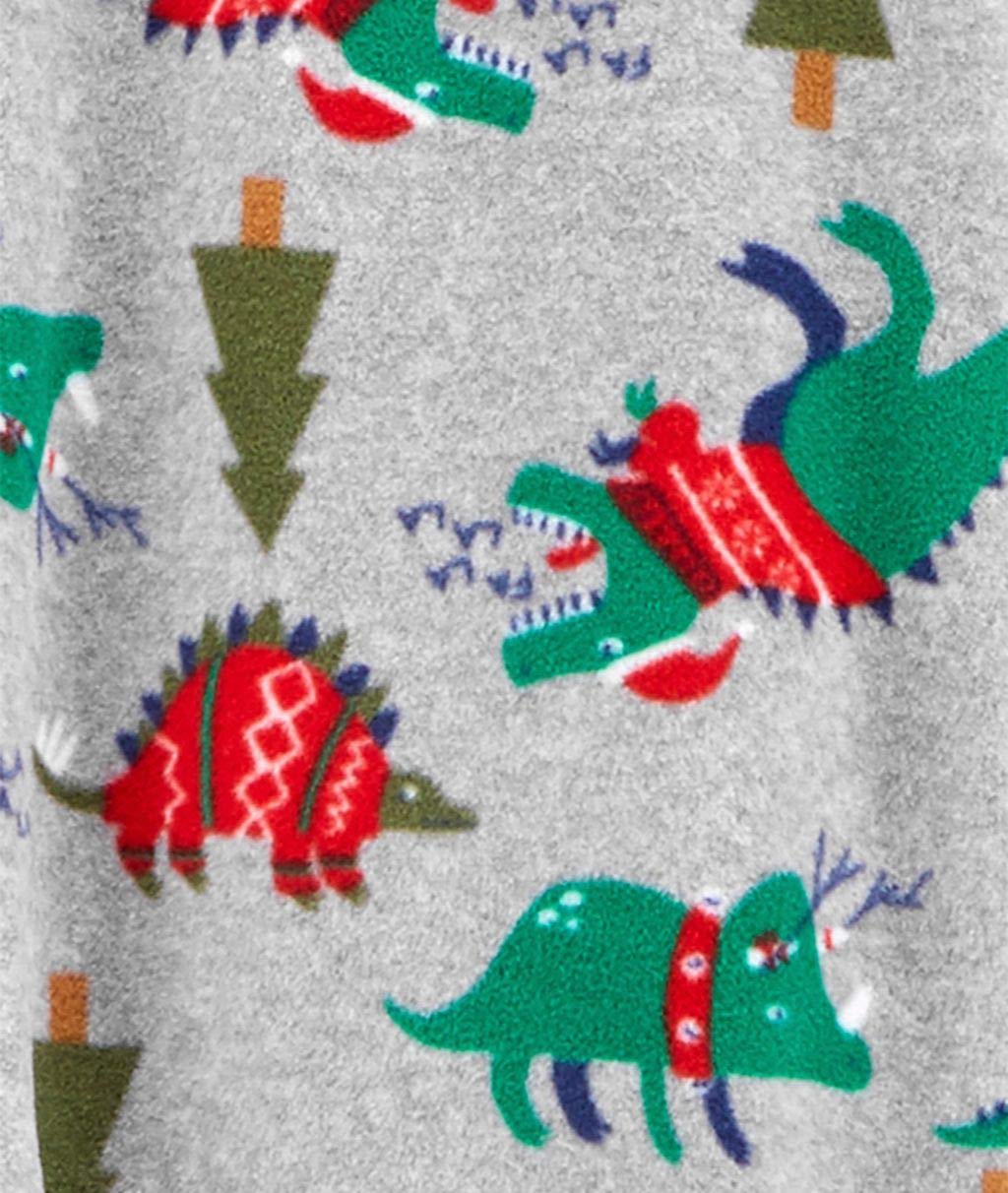 Carter's Baby Boys Winter Holiday 1 Piece Footed Pajama, Dinosaur (18 M) Gray