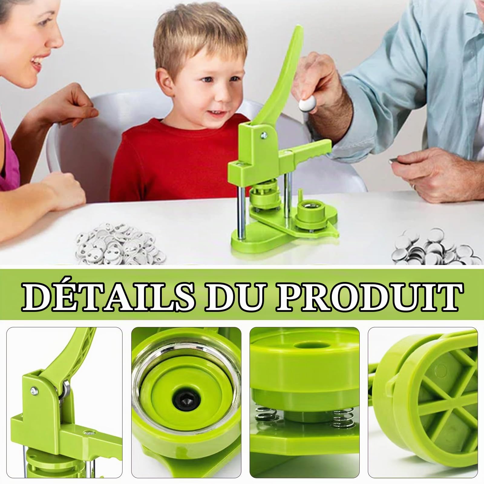 Fabricant De Badges, Mise à Niveau Du Bouton Rotatif Presse Badge Maker DIY Boutons 37 Mm Revers Machine Badge Maker Machine Kit Avec 417 Pièces Bouton Pièces Cercle Cutter Porte-Clés