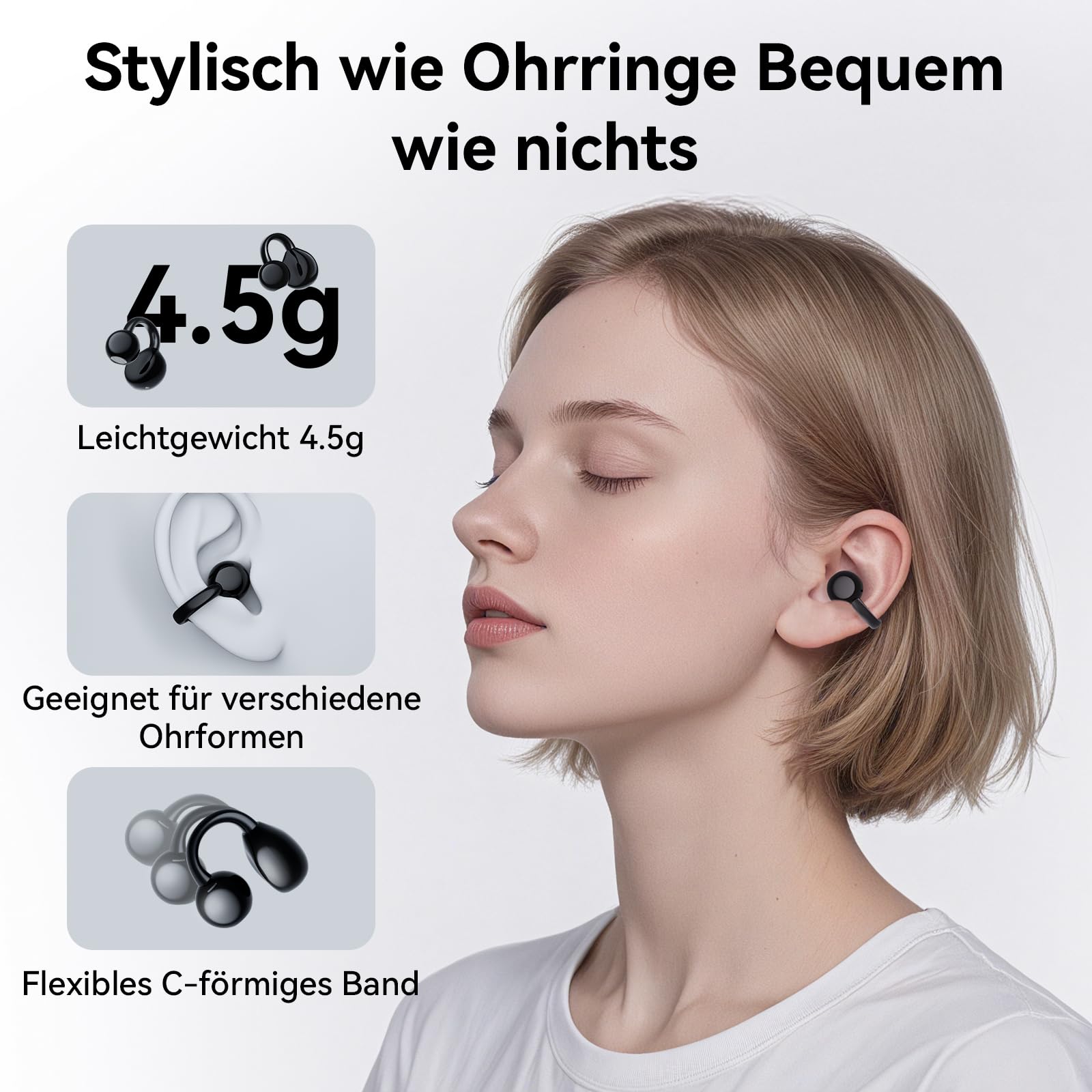 Auricolare Bluetooth,Cuffie Open Ear Bluetooth 5.4,Amici Degli Occhiali 40 Ore di Riproduzione con Custodia di Ricarica Display Digitale,IPX7 Impermeabili, Auricolari Bluetooth Sport per Fitness,Corsa