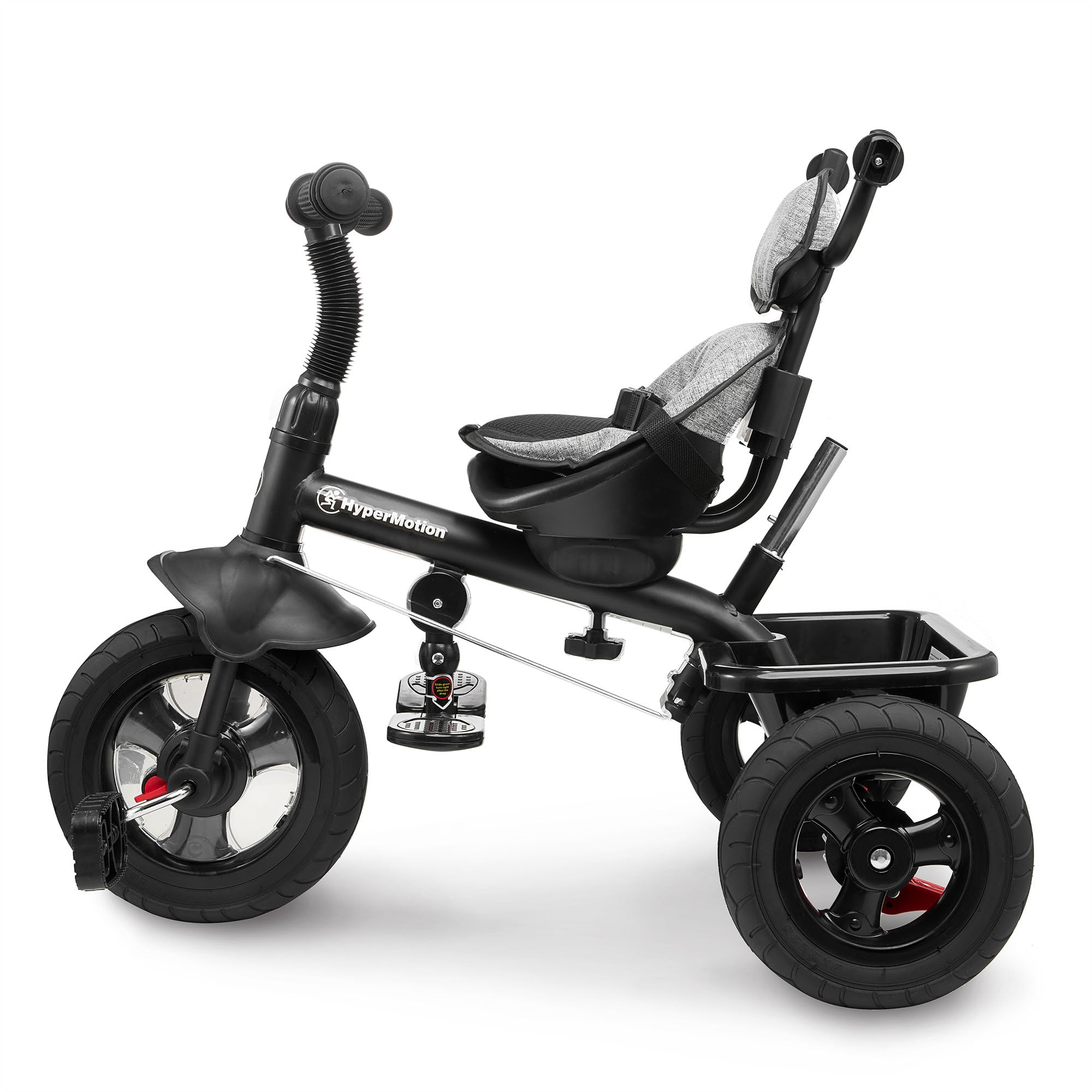 HyperMotion Triciclo Infantil con Manillar para Padres - Bici Bebé 1 Año Evolutiva hasta 20kg - Modelo Similar Kinderkraft con Barra de Empuje - Saltador Bebe Gris