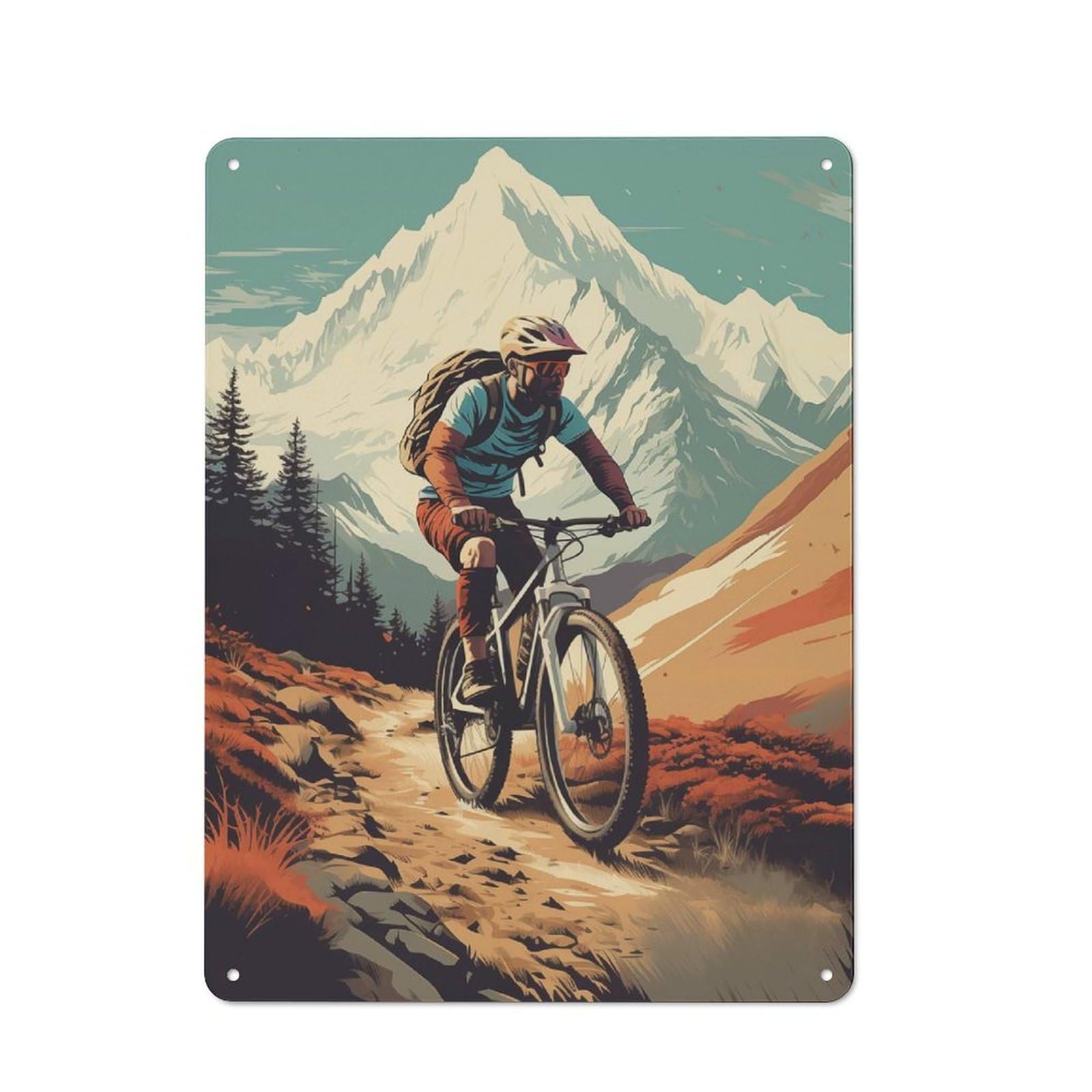 Mountains Bike Sport Metal Wall Plaque for Travel Lovers, Birthday, Housewarming Or Christmas Gift, 40x30cm