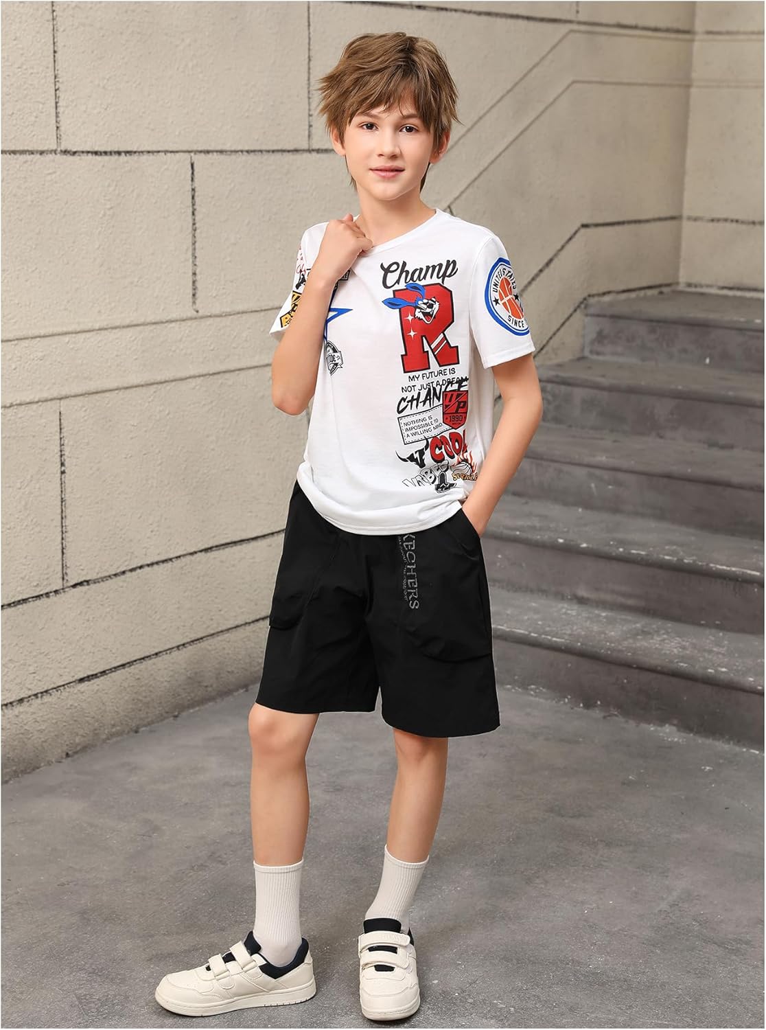 SOLY HUX Boy's Summer Tops Letter Graphic Short Sleeve Shirts Crew Neck Loose Tee Shirt - Image 6
