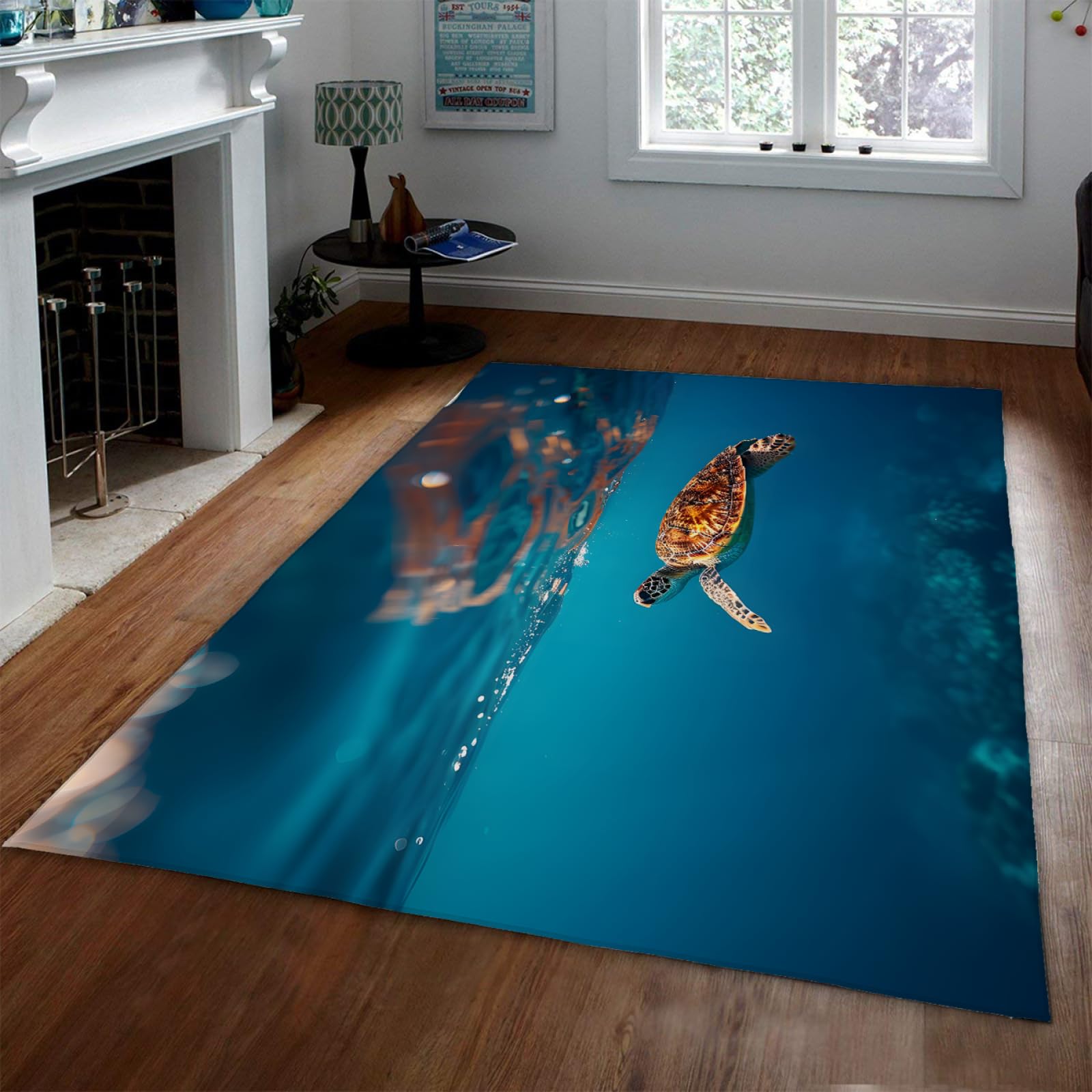 Tapis enfant tortue de mer moelleux imprimé HD pour chambre 140x220cm