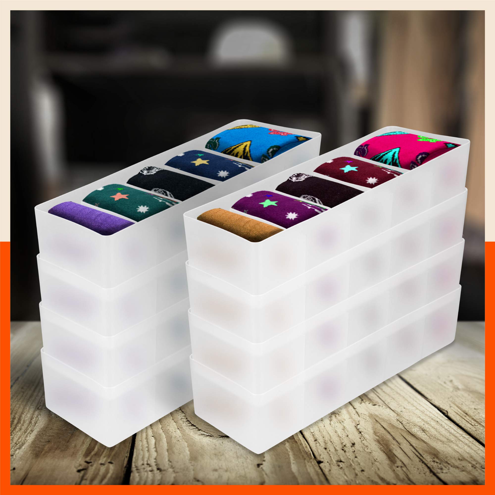 Bathla DORI (Set of 8) Multi-purpose Stackable Drawer Storage Organiser | Organise Socks, Innerwear, Tie, Handkerchief, Jewellery, Stationary, Belt etc.| Frost | 5 Grids – Stomo (B09311SLJC) Amazon Price History, Amazon Price Tracker