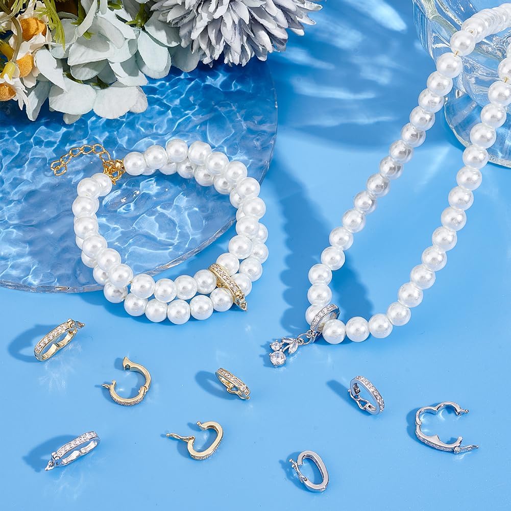 PH PandaHall 12pcs 3 Styles Enhancer Clasps, Necklace Shortener, Pearl Enhancer Push Clasp for DIY Jewelry Crafts Making, Golden/Platinum
