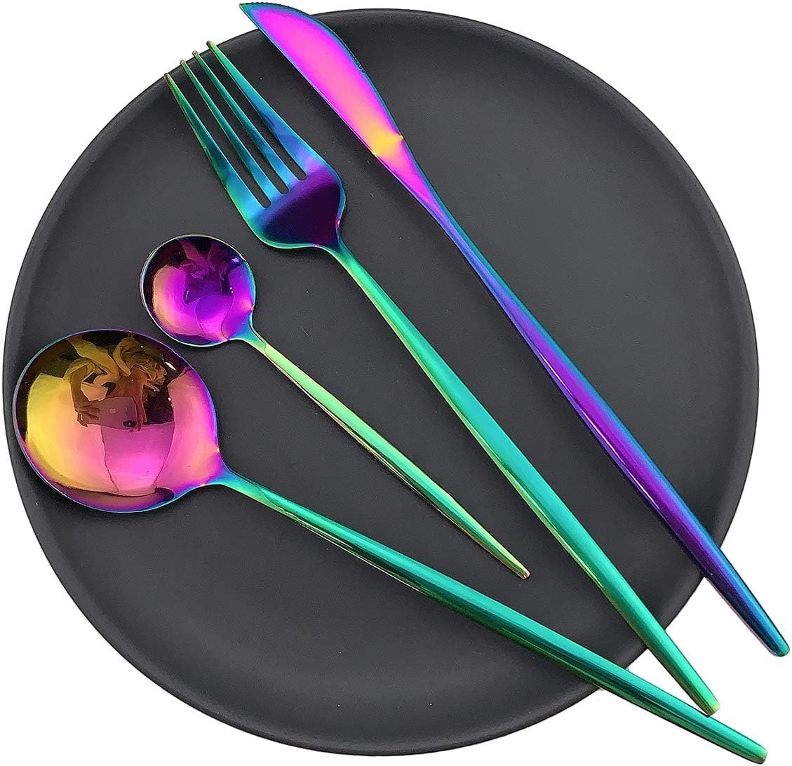 Juego De Cubiertos De Acero Inoxidable 18/10 De 40 Piezas para 10 Personas, Juego De Cubiertos Pulidos A Espejo con Tenedores, Cucharas Y Cuchillos, Utensilios Reutilizables para Reuniones