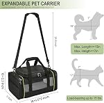 Pet Carrier - Airline Approved Cat and Dog, Carrier with Locking Safety Zippers and Anti-Scratch,Expandable(11.8" L×(18+2.77)" W×(9+3.9)" H), Comfortable, Durable Dog Travel Bag (Black)