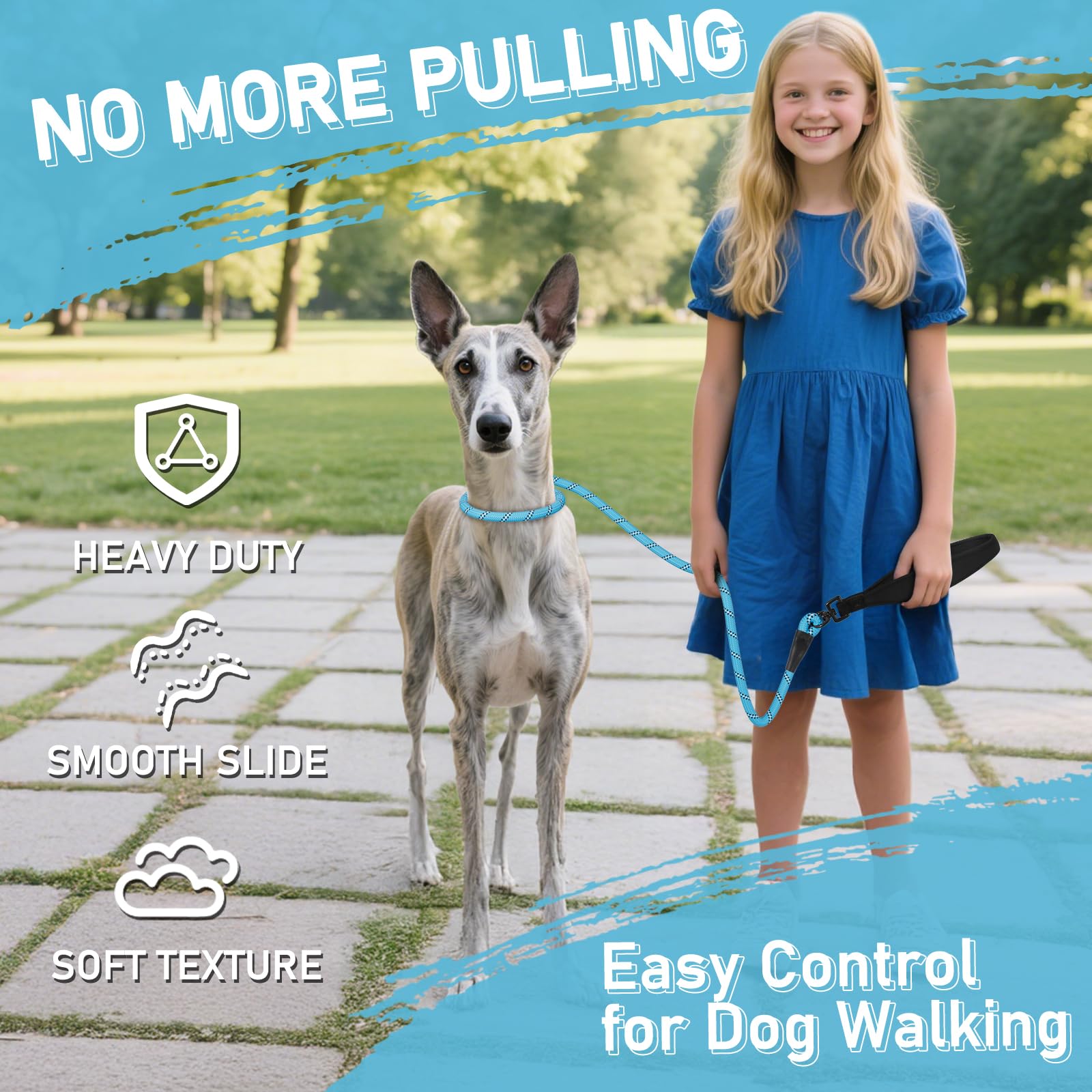 Kdsvakd Slip Lead for Dogs No Pull Training Leash with Comfortable Padded Handle and Collar Attachment - Image 2