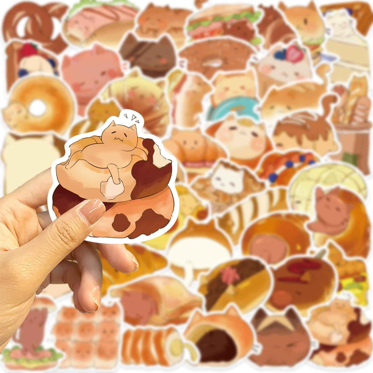kaensc 50pcs Cute Cat Meme Stickers, Waterproof Vinyl Decals for Teens Adults Kids Boys Girls Gift Cartoon Style - Image 2