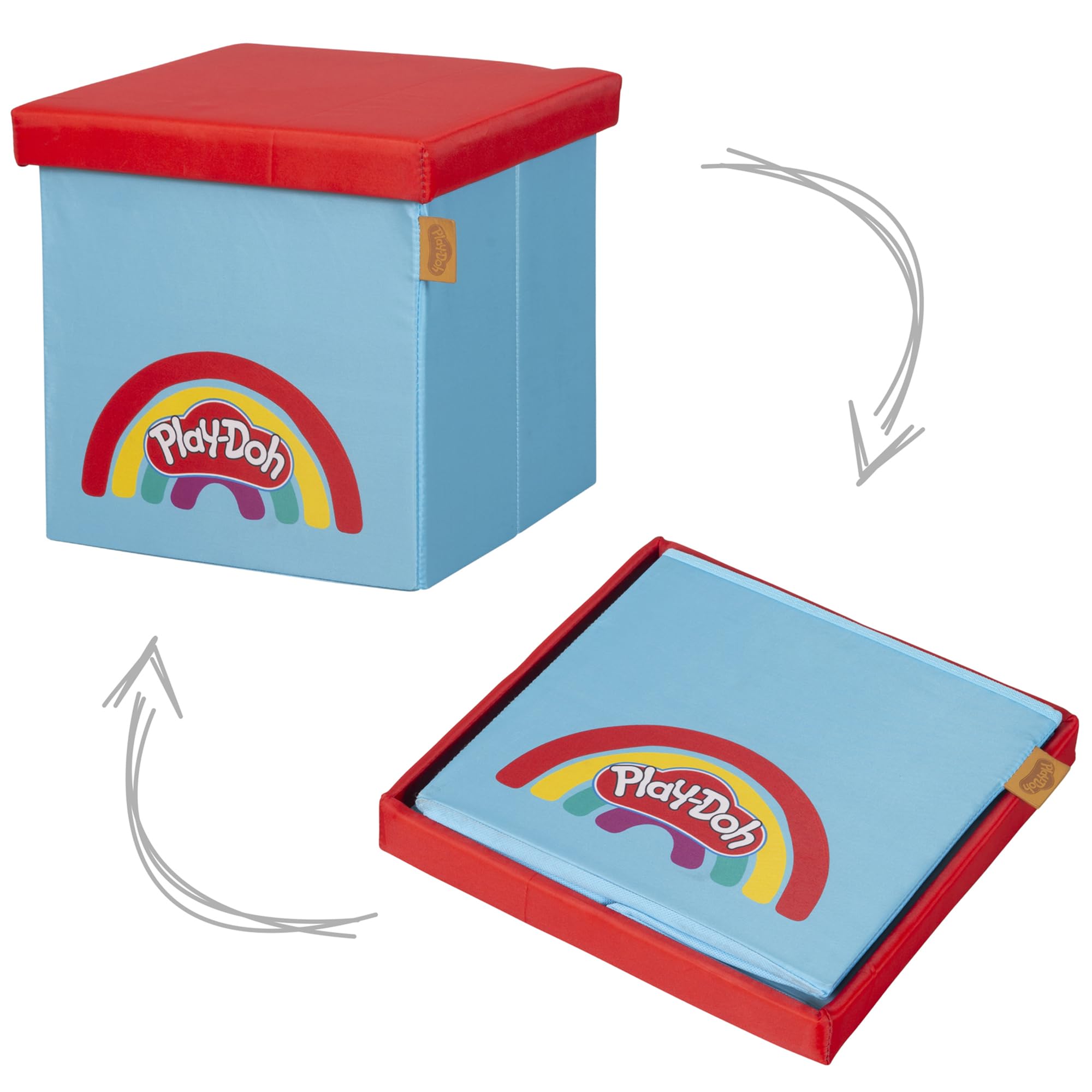 roba x Play-Doh Basteltisch mit Hocker - Spielset aus FSC-zertifiziertem Holz mit 6 Knetdosen, Holzwerkzeugen, 3D-Kreativmatte, Schürze & Aufbewahrungsbox - Ab 3 Jahren