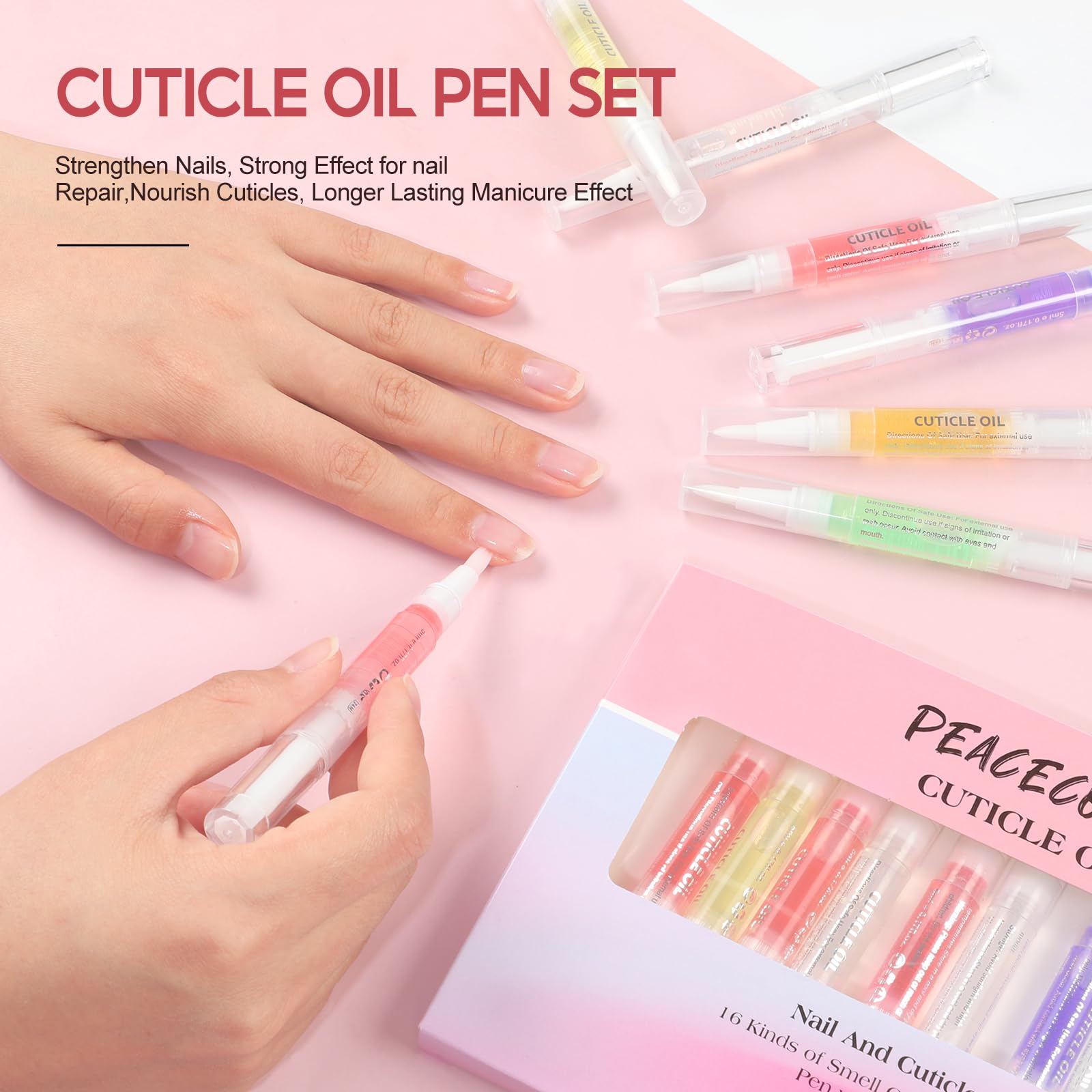 PEACECOLOR 16Pcs Cuticle Oil Pen for Nails Portable Moisturize and Nourish Nails Care Kit - Image 2