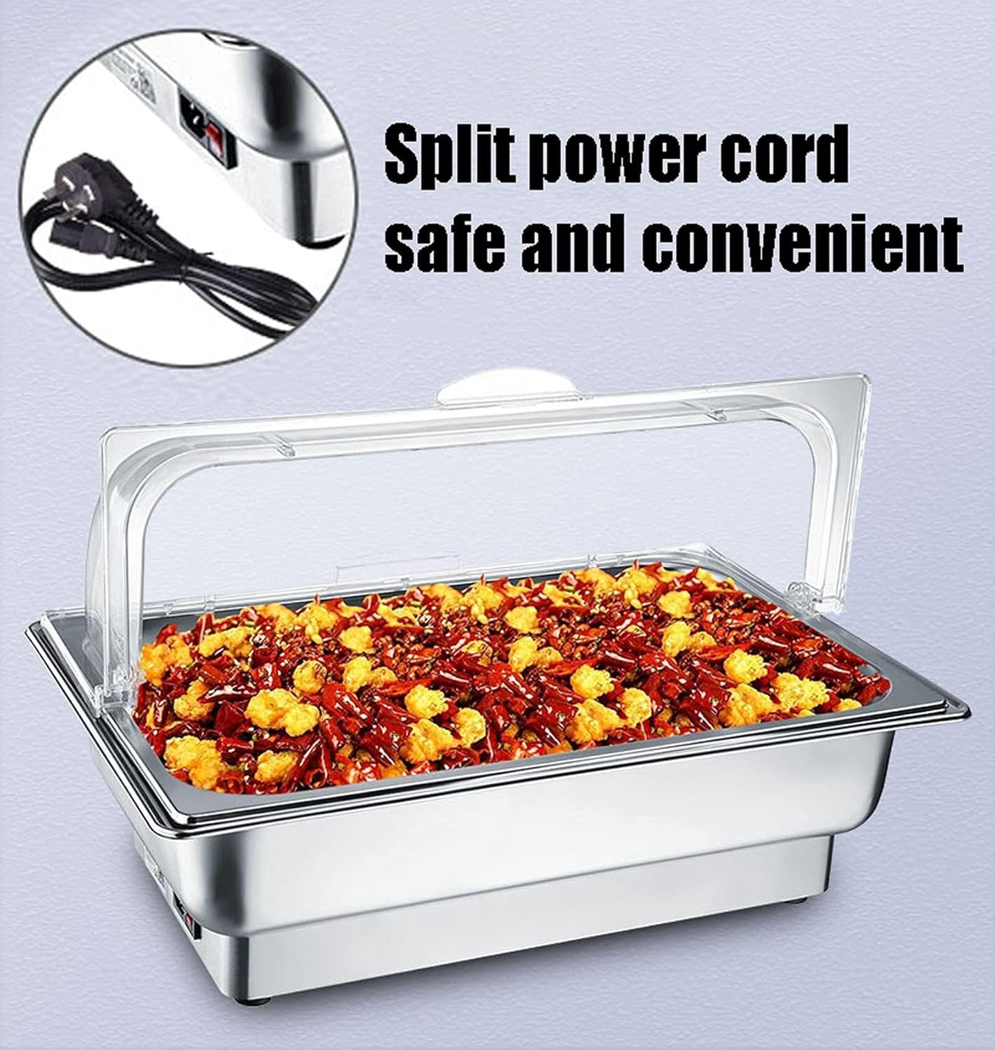 パーティービュッフェ用ステンレス製電気チェーフィングディッシュ、9L