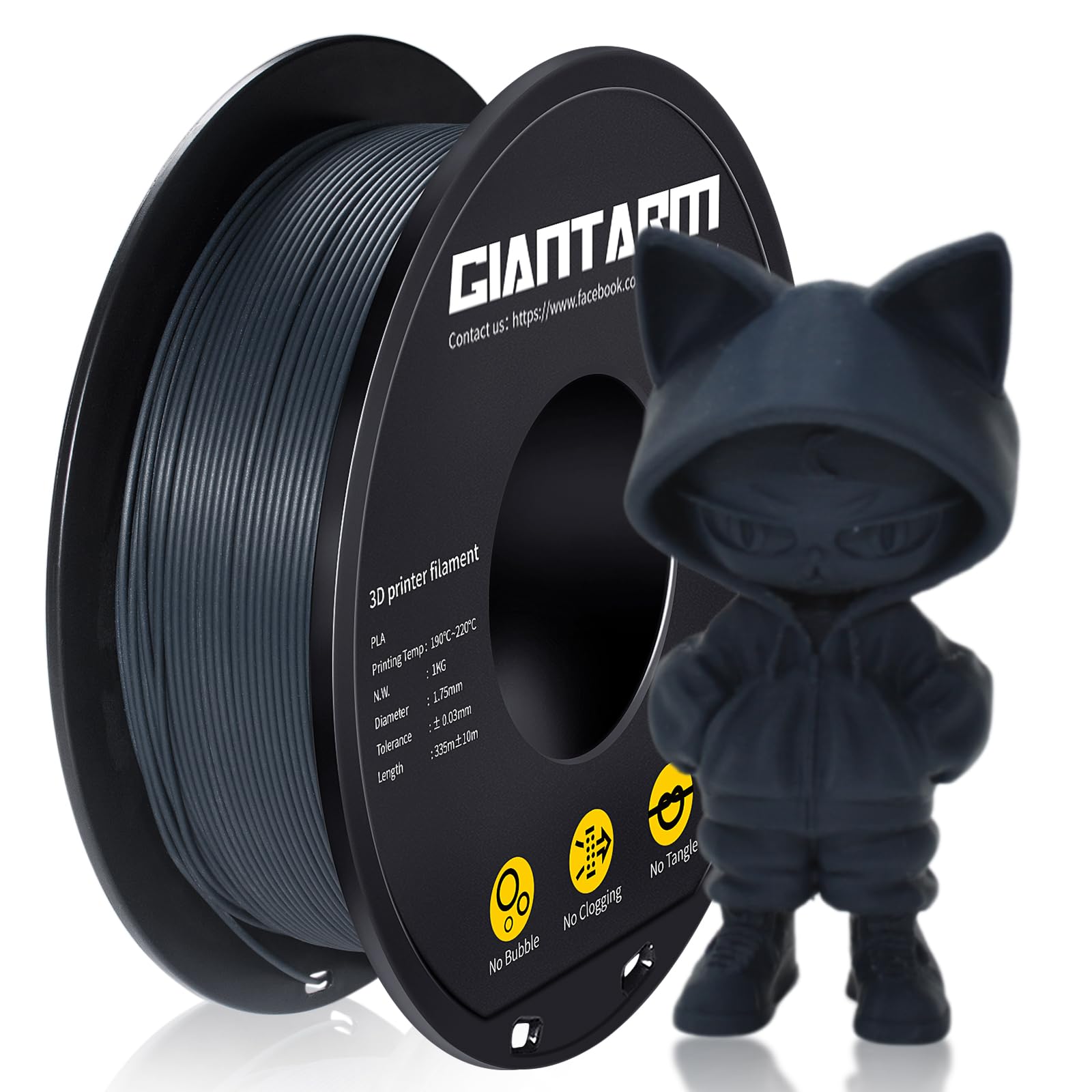 GIANTARM Matte PLA Filamento, Filamento 1,75 mm per stampanti 3D, Opaco PLA Roll 1kg Bobina, Matte Blu