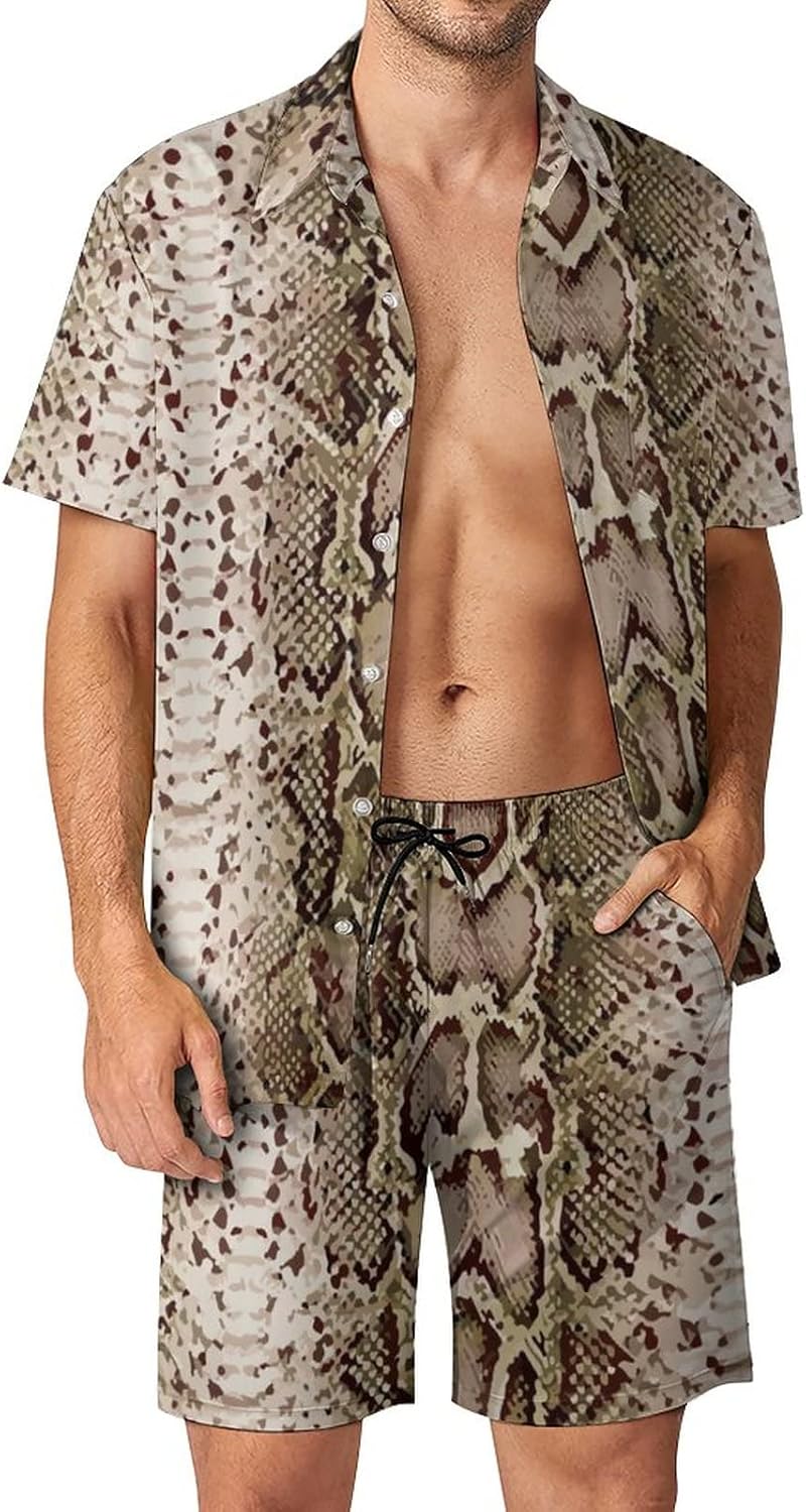 Amazon.com: Snake Skin Python Pattern Men's 2 Piece Beach Outfits ...