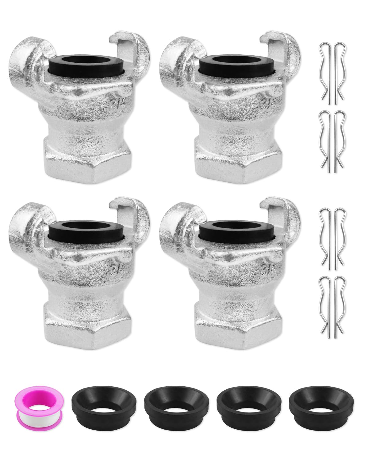 4 Sets 3/4 Inch NPT Air Hose Fitting Female, Universal Coupling for Chicago Fitting, Carbon Steel