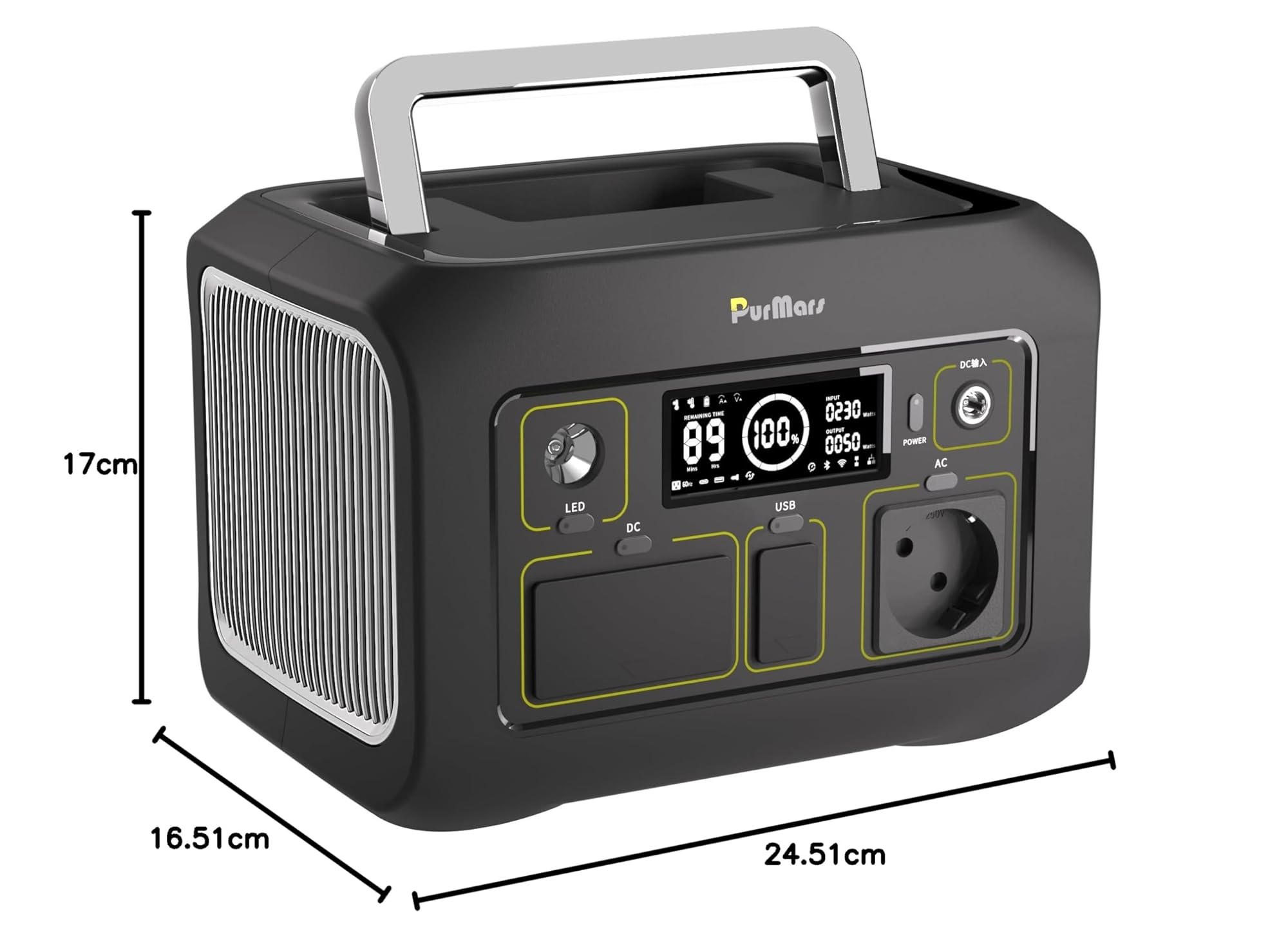 Estación de alimentación portátil, 300 W, máx. 500 W, 288 Wh, almacenamiento solar 230 V CA, USB-D60 W, linterna led, banco solar Lifepo4, para camping, viaje, casa, cortes de energía